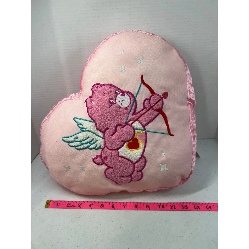 Care Bears Cupid Love-a-Lot Bear Heart Pillow Pink Velvet Trim PW196H NWT